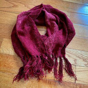Handwoven Irish Wool Scarf, Maroon